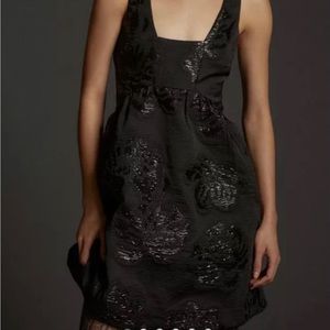 Anthropologie Maeve Black Jacquard Mini Dress